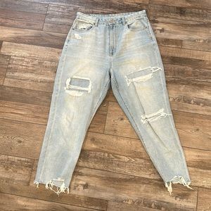 American Eagle Curvy Mom Jean. Distressed with frayed edges. 12 Short.